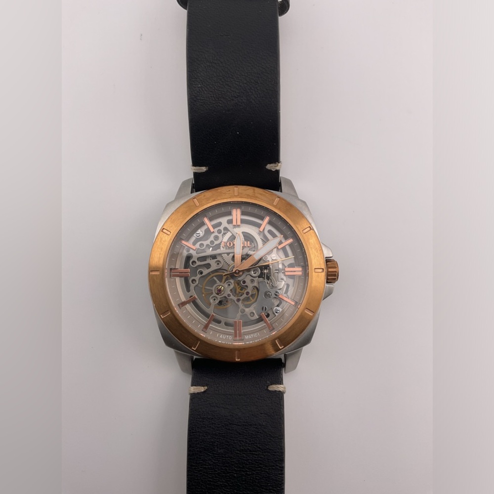 Fossil Brand Men’s Automatic Leather Band Skeleton Watch BQ-2428